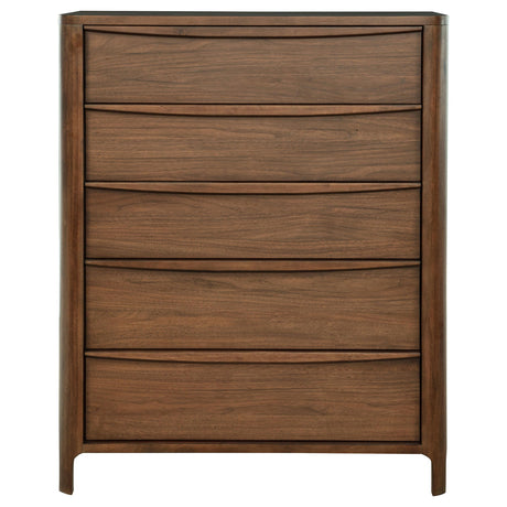Maderia Walnut 5-Drawer Chest from Coaster - Luna Furniture