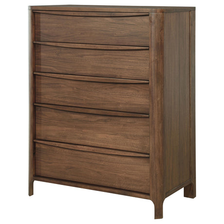 Maderia Walnut 5-Drawer Chest from Coaster - Luna Furniture