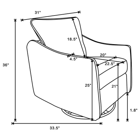 Madia Vanilla Upholstered Slope Arm Swivel Club Chair from Coaster - Luna Furniture