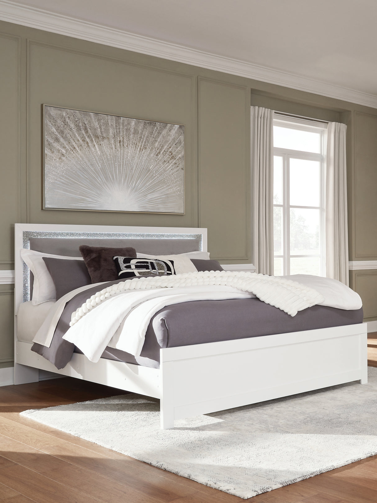 Maeling White King Upholstered Panel Bed from Ashley - Luna Furniture