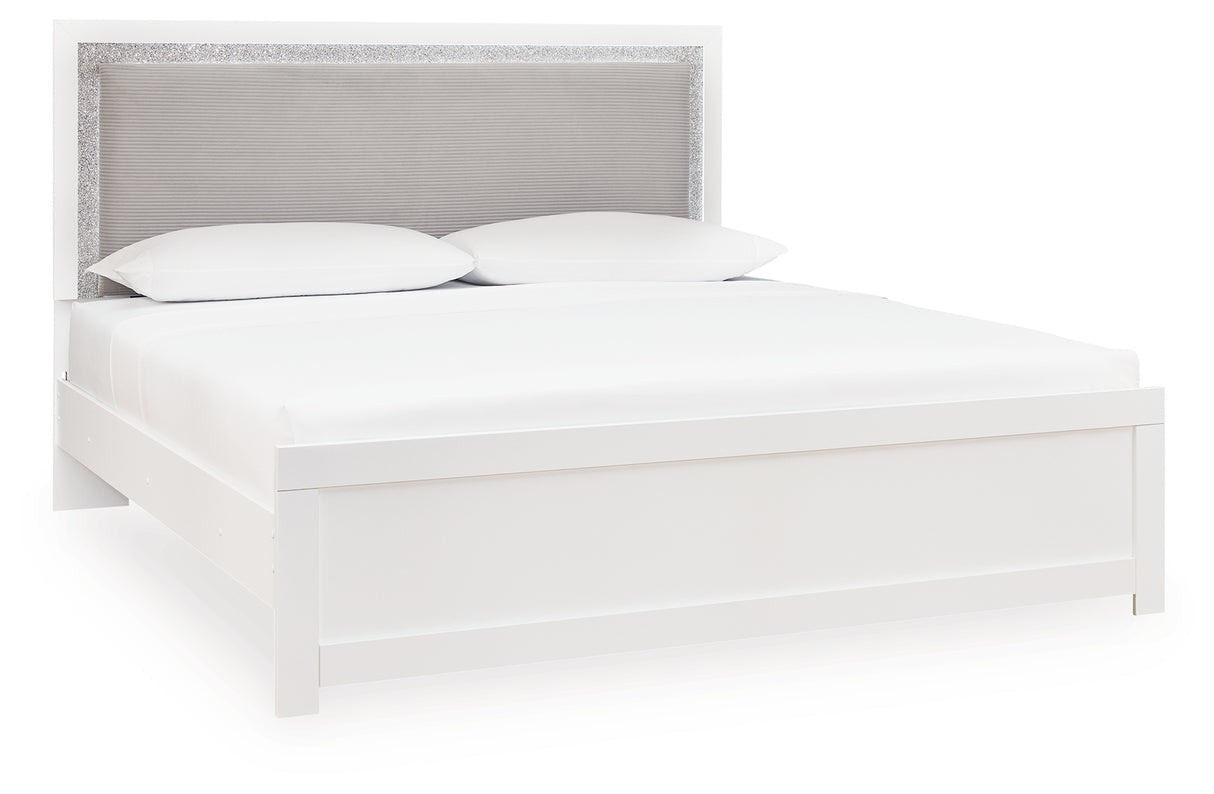 Maeling White King Upholstered Panel Bed from Ashley - Luna Furniture