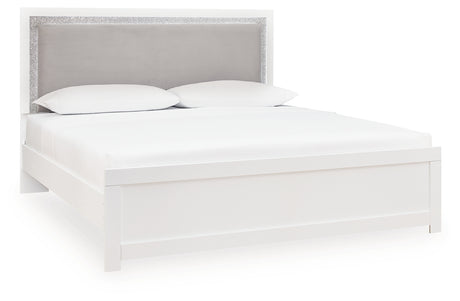 Maeling White King Upholstered Panel Bed from Ashley Furniture - Luna Furniture