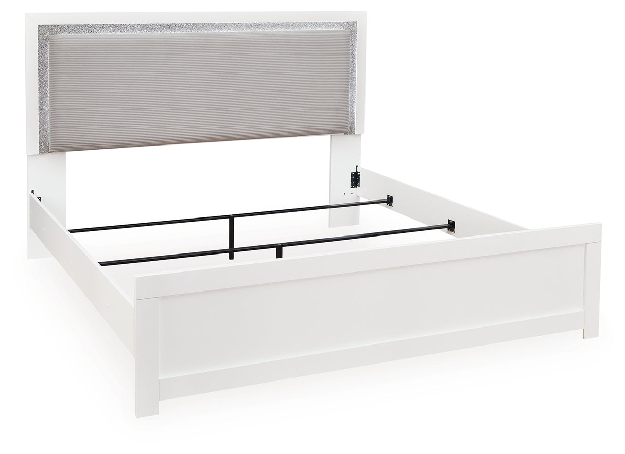 Maeling White King Upholstered Panel Bed from Ashley - Luna Furniture