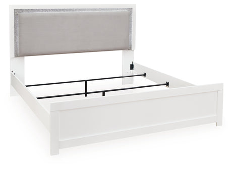 Maeling White King Upholstered Panel Bed from Ashley Furniture - Luna Furniture