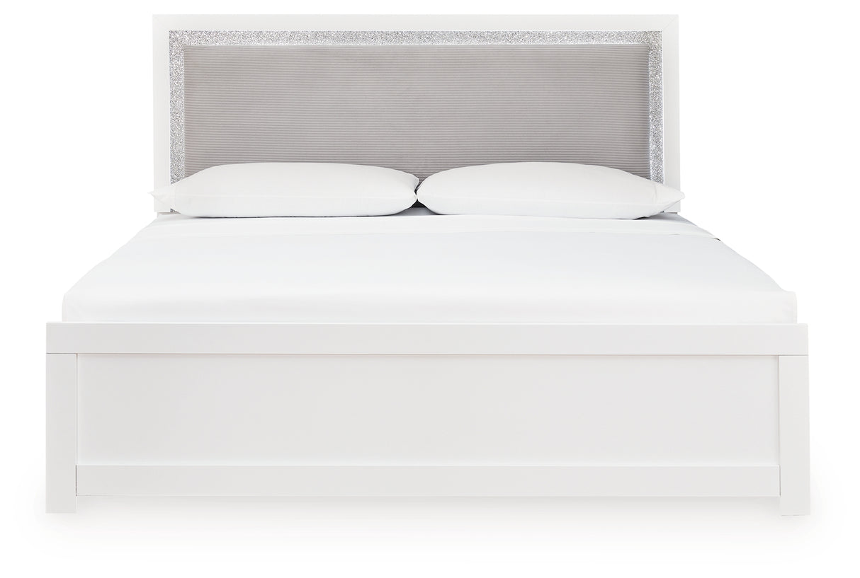 Maeling White King Upholstered Panel Bed from Ashley - Luna Furniture