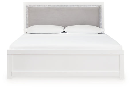 Maeling White King Upholstered Panel Bed from Ashley Furniture - Luna Furniture