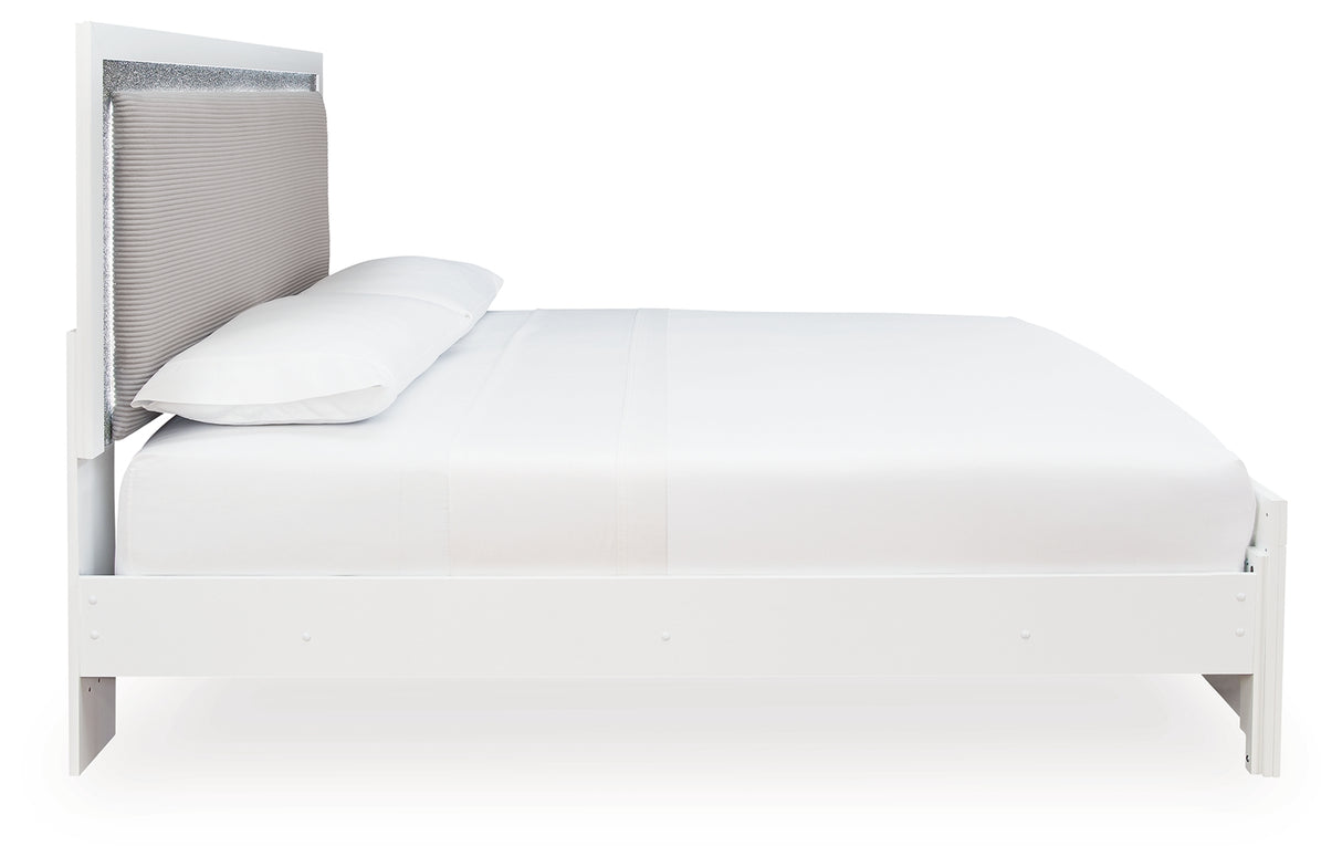 Maeling White King Upholstered Panel Bed from Ashley - Luna Furniture