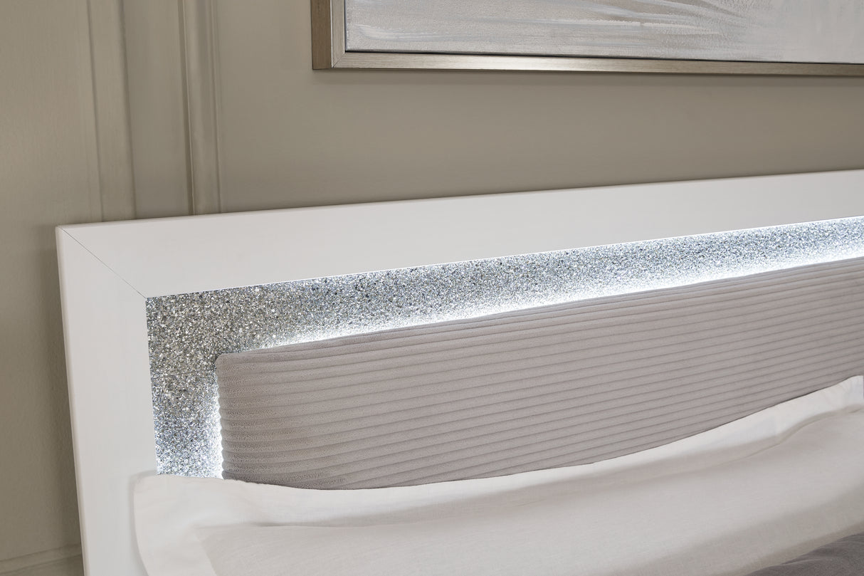 Maeling White King Upholstered Panel Bed from Ashley - Luna Furniture