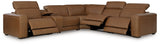 Magic Man Caramel 6-Piece Power Reclining Sectional with Console from Ashley - Luna Furniture