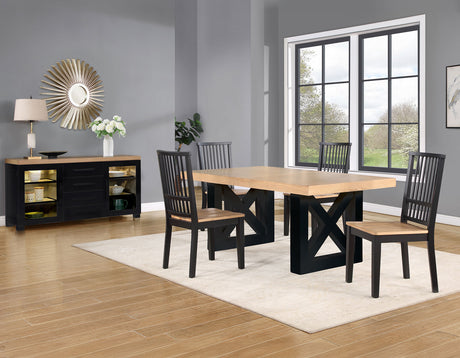 Magnolia Oak/Black Extendable Dining Table from Steve Silver - Luna Furniture