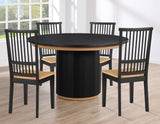 Magnolia Black 5-Piece Round Dining Set with Wooden Seat Chair from Steve Silver - Luna Furniture