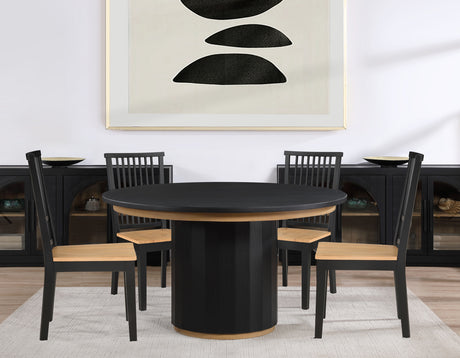 Magnolia Black 5-Piece Round Dining Set with Wooden Seat Chair from Steve Silver - Luna Furniture