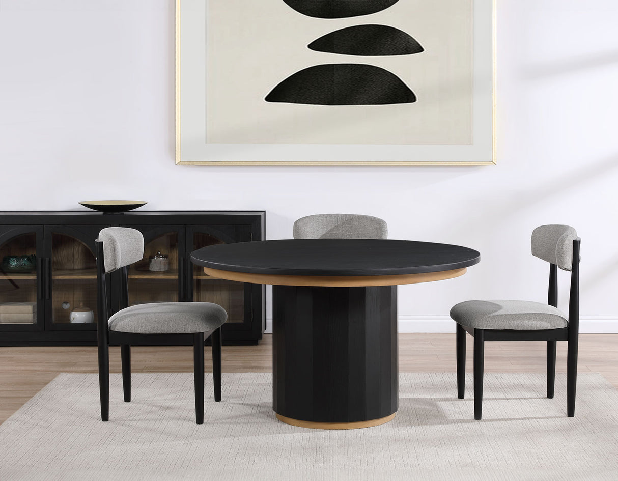 Magnolia Black 5-Piece Round Dining Set with Wooden Seat Chair from Steve Silver - Luna Furniture