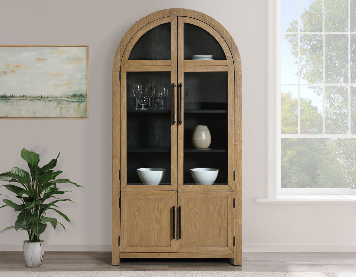 Magnolia Weathered Sand Curio with Black Interior from Steve Silver - Luna Furniture