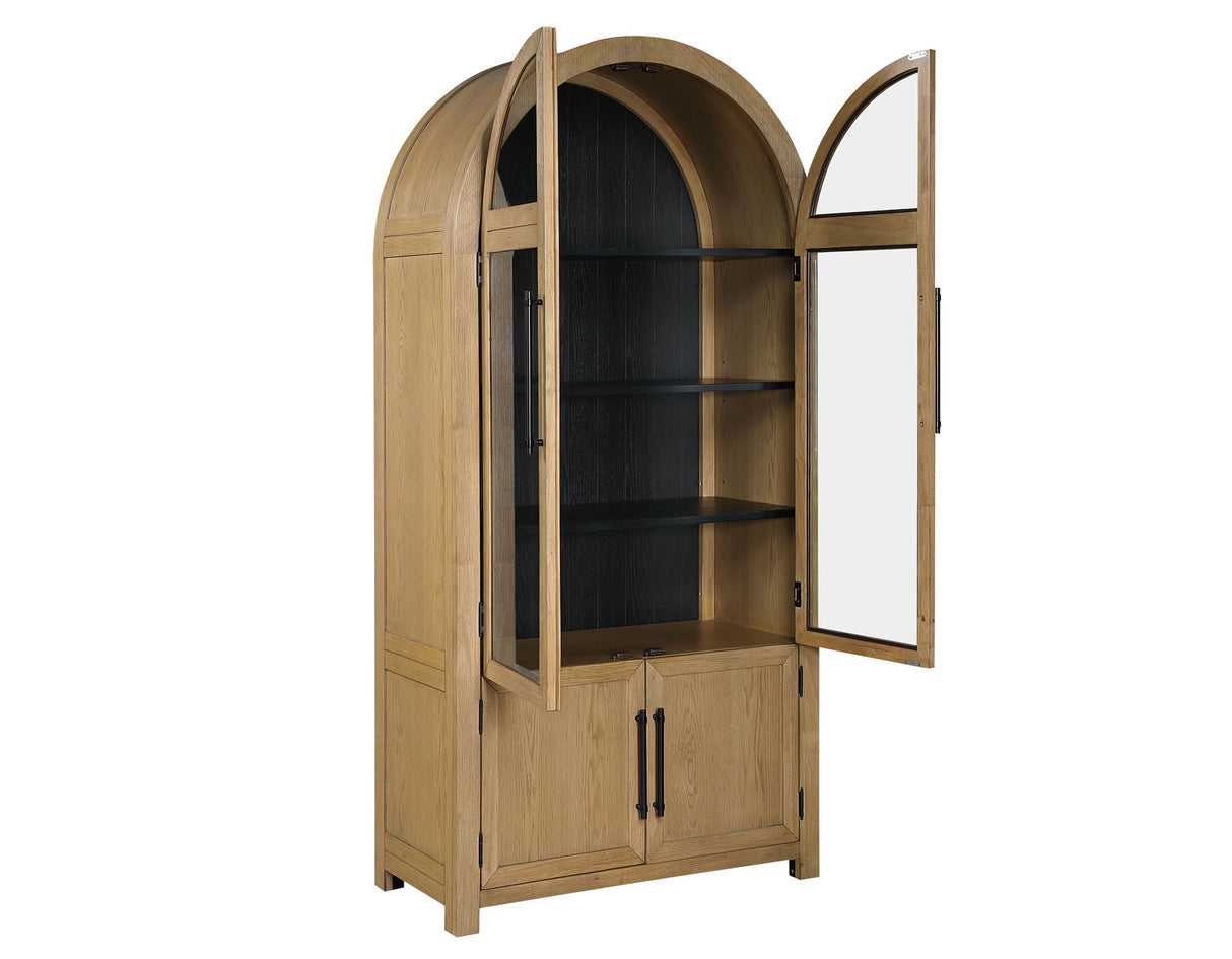 Magnolia Weathered Sand Curio with Black Interior from Steve Silver - Luna Furniture