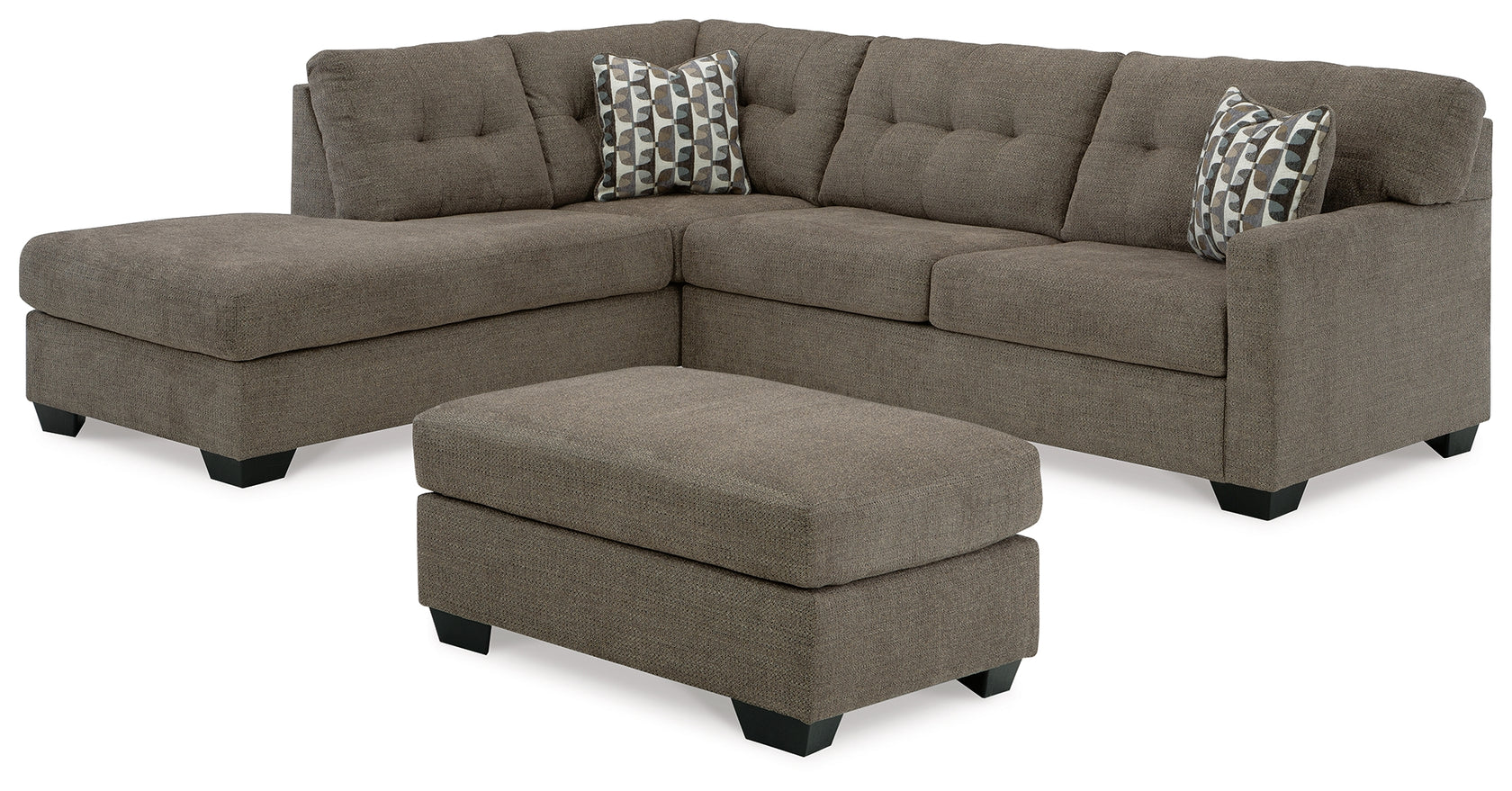 Mahoney Chocolate 2-Piece Sectional with Ottoman from Ashley - Luna Furniture