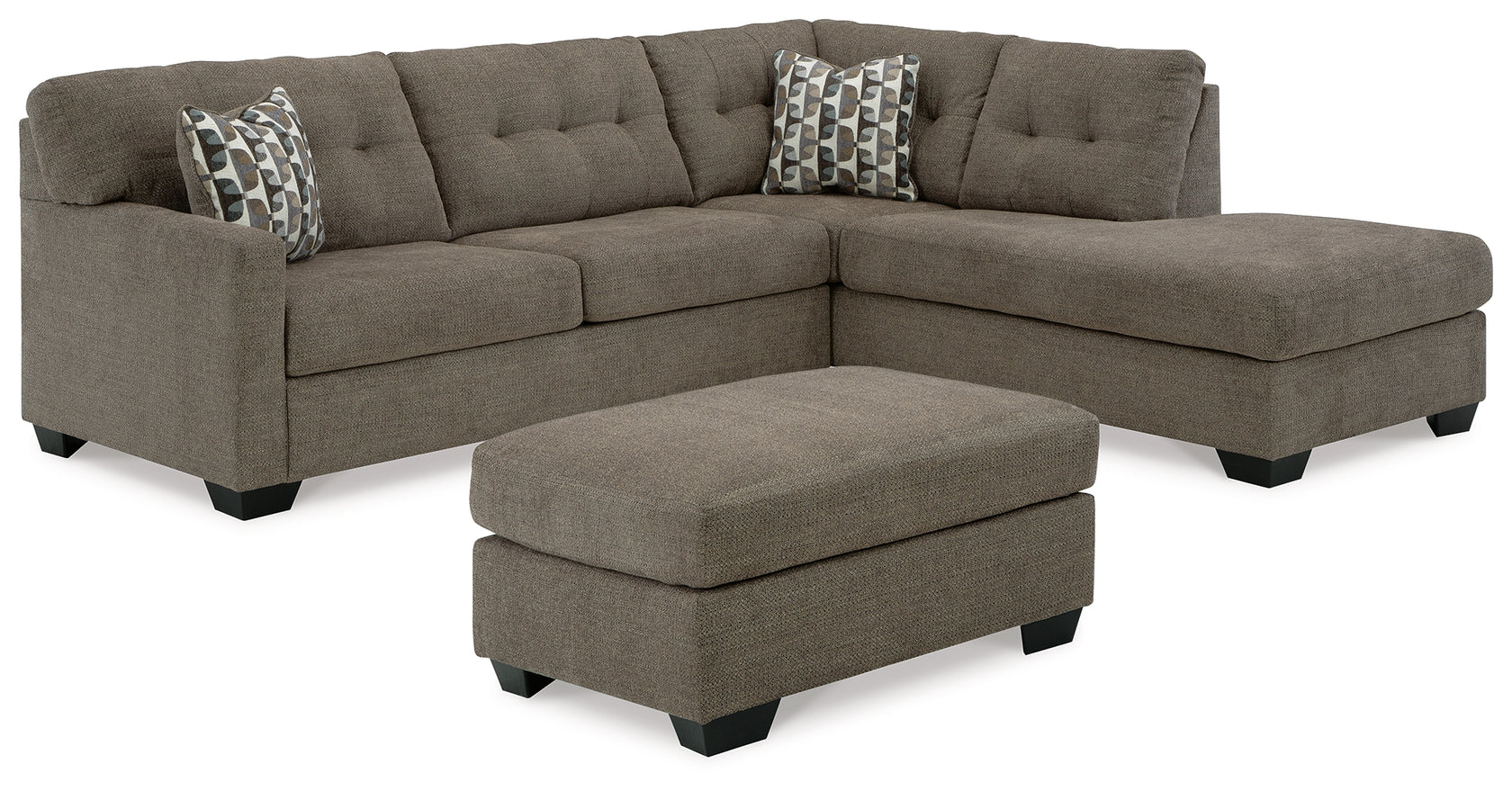 Mahoney Chocolate 2-Piece Sectional with Ottoman from Ashley - Luna Furniture