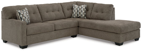 Mahoney Chocolate 2-Piece Sectional with Ottoman from Ashley - Luna Furniture