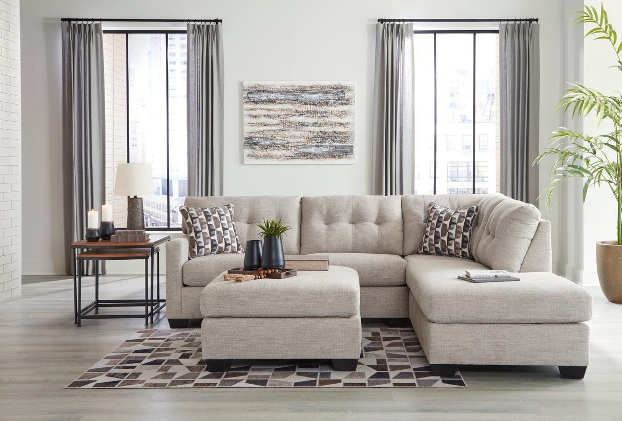 Mahoney Pebble 2-Piece Sectional with Ottoman from Ashley - Luna Furniture