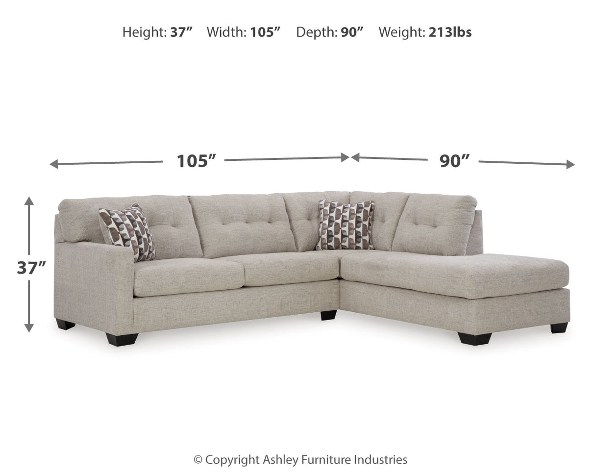 Mahoney Pebble 2-Piece Sectional with Ottoman from Ashley - Luna Furniture