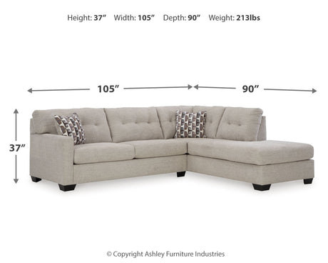 Mahoney Pebble 2-Piece Sectional with Ottoman from Ashley - Luna Furniture