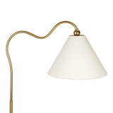 Majestic Brass Ring Base Curved Floor Lamp with Triangle White Drum Shade from Ashcroft Furniture - Luna Furniture