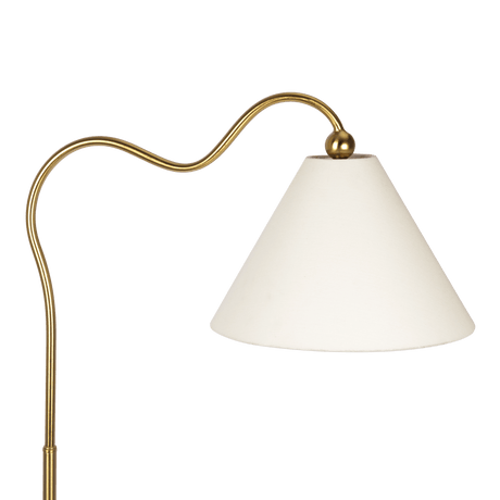 Majestic Brass Ring Base Curved Floor Lamp with Triangle White Drum Shade from Ashcroft Furniture - Luna Furniture