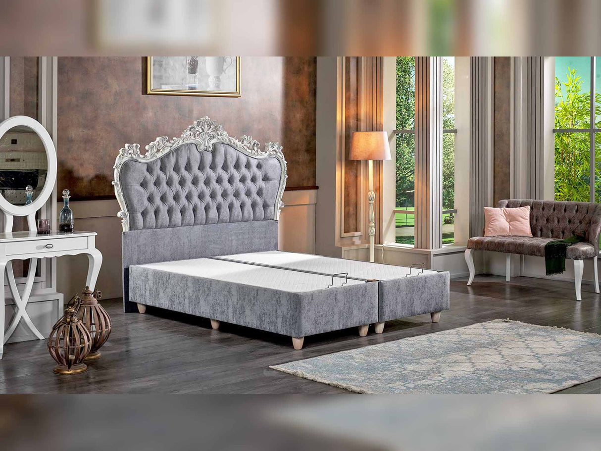 Majesty Gray King Storage Bed Fume without Headboard from Furnia - Luna Furniture