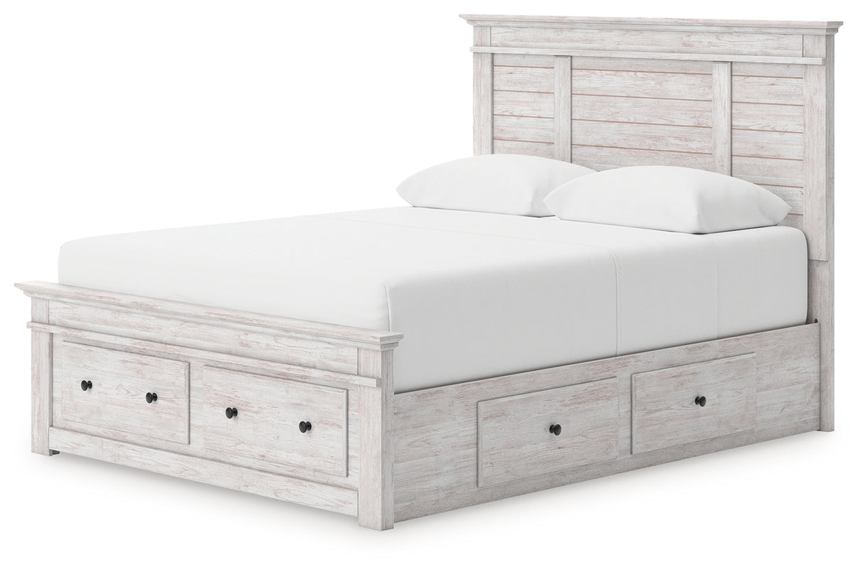 Makidern Whitewash Queen Panel Storage Bed from Ashley - Luna Furniture