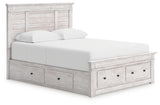 Makidern Whitewash Queen Panel Storage Bed from Ashley - Luna Furniture