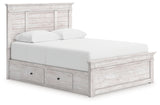 Makidern Whitewash Queen Panel Storage Bed from Ashley - Luna Furniture