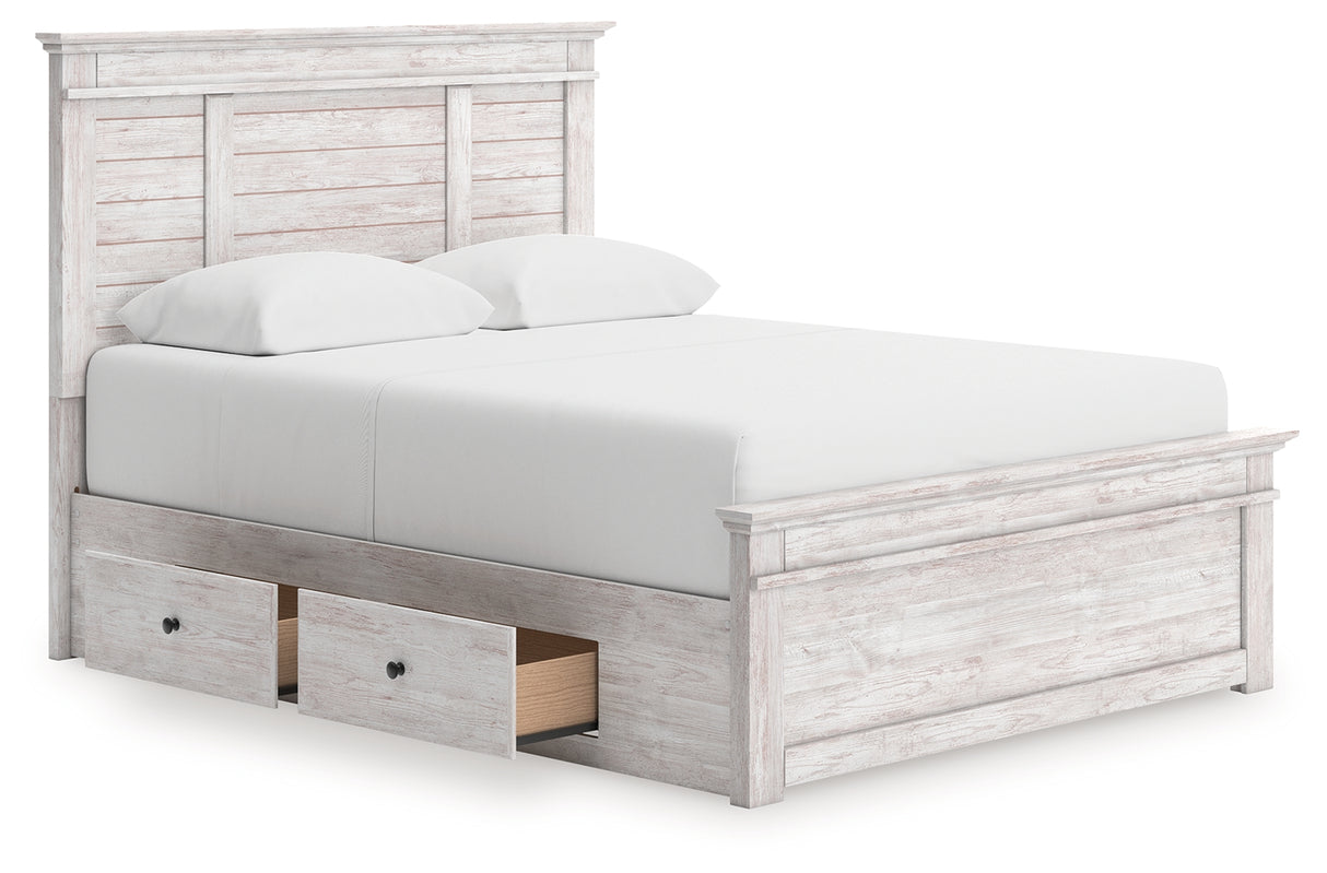Makidern Whitewash Queen Panel Storage Bed from Ashley - Luna Furniture