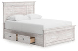 Makidern Whitewash Queen Panel Storage Bed from Ashley - Luna Furniture