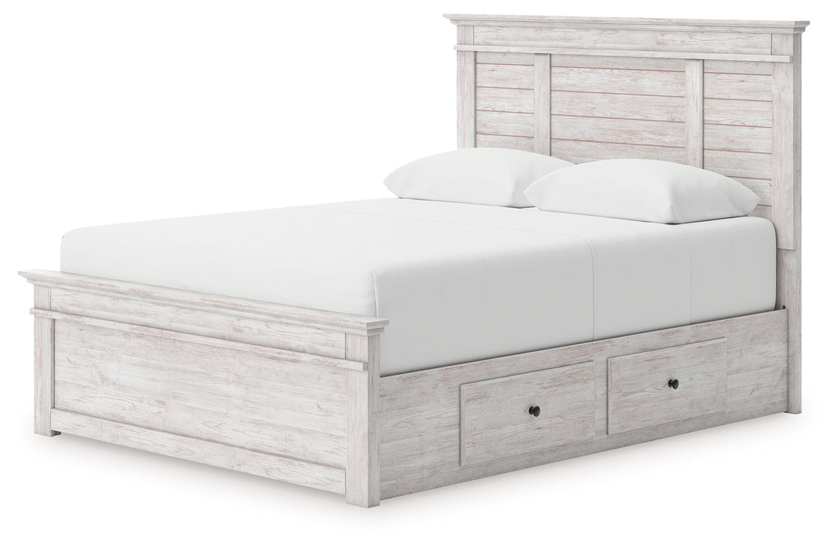 Makidern Whitewash Queen Panel Storage Bed from Ashley - Luna Furniture
