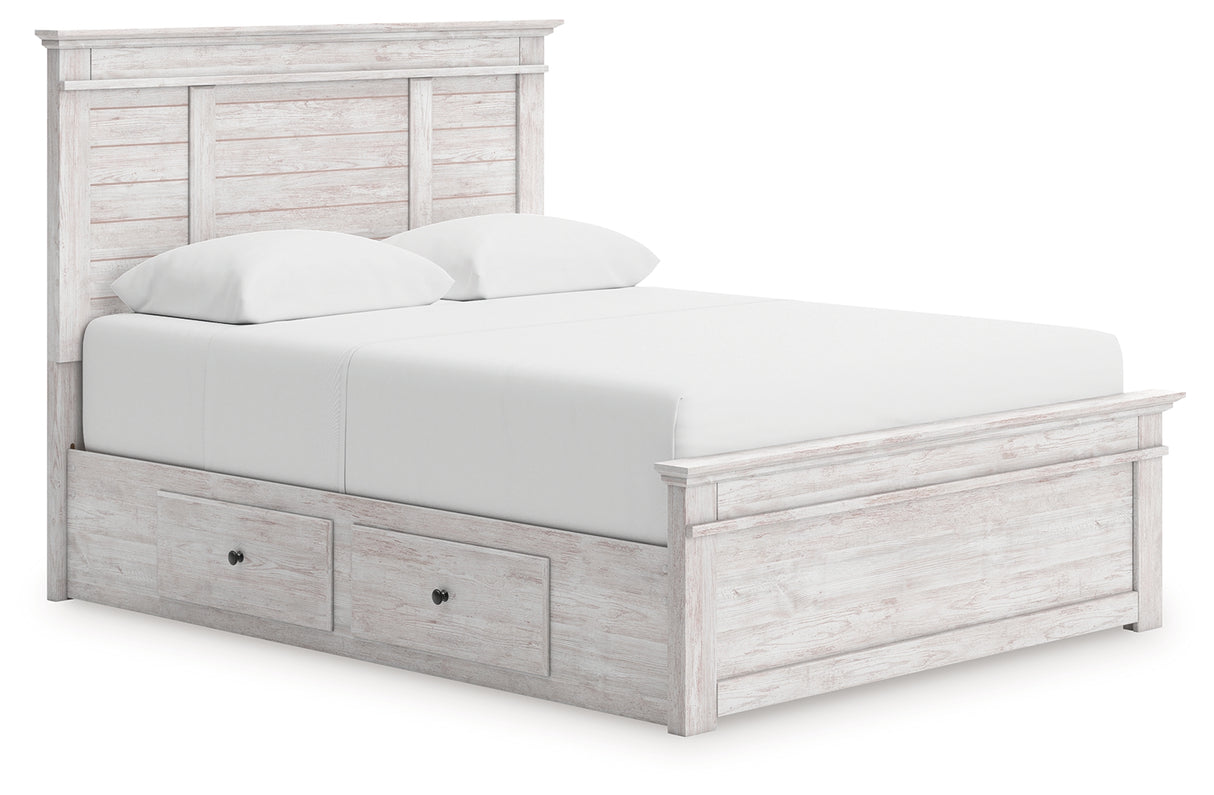 Makidern Whitewash Queen Panel Storage Bed from Ashley - Luna Furniture