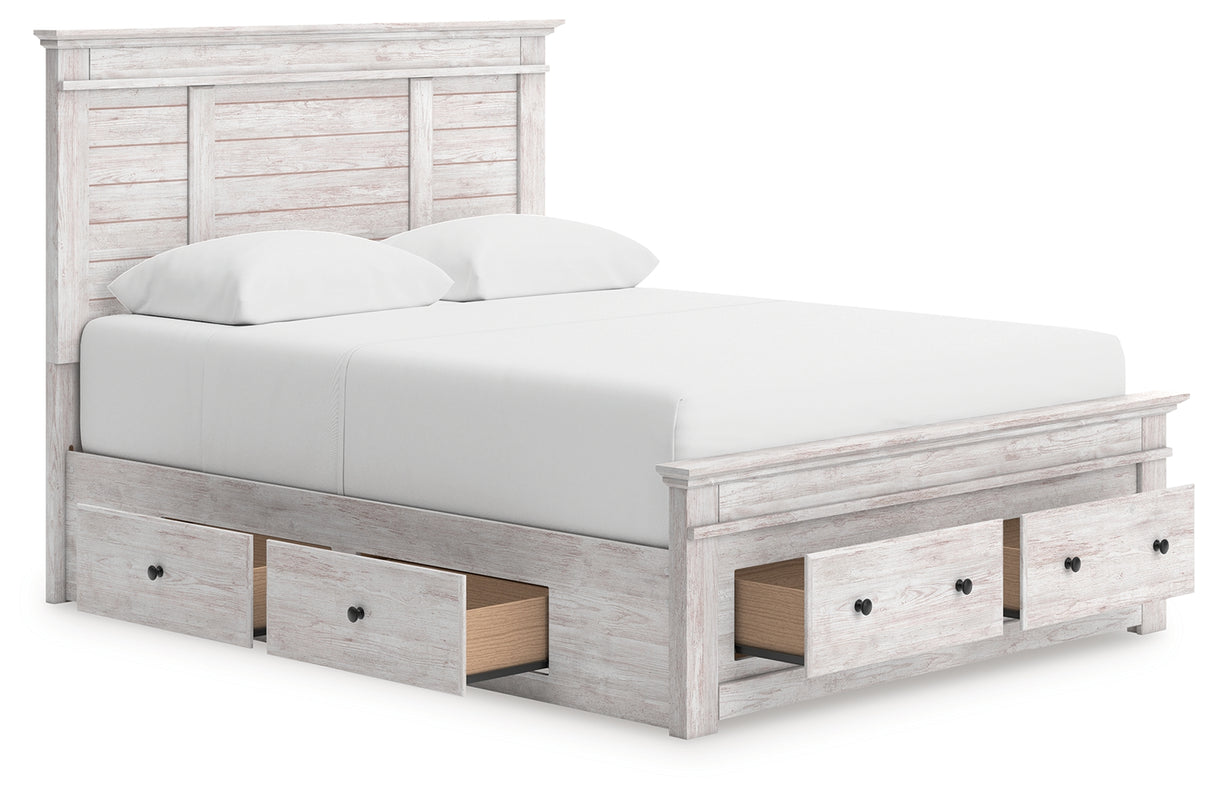 Makidern Whitewash Queen Panel Storage Bed from Ashley - Luna Furniture