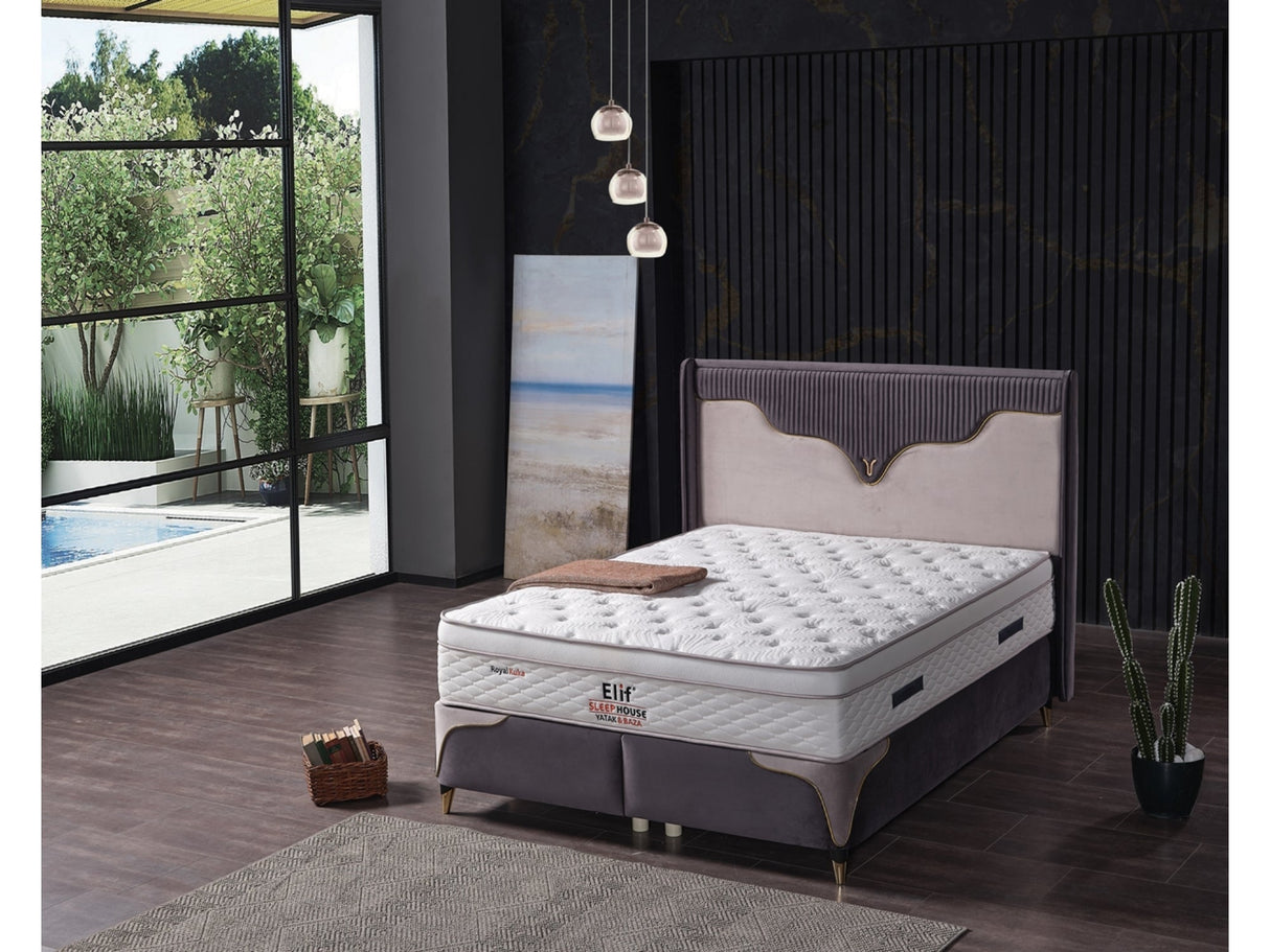 Manolya King Storage Bed With Headboard in Grey from Furnia - Luna Furniture