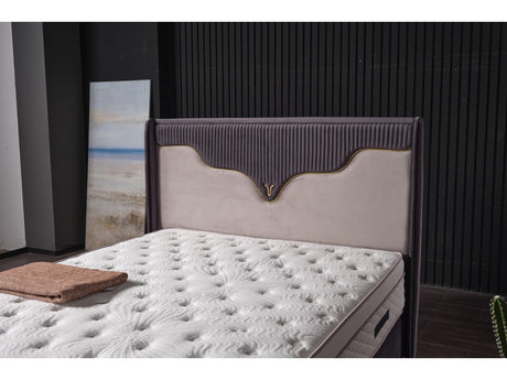 Manolya King Storage Bed With Headboard in Grey from Furnia - Luna Furniture