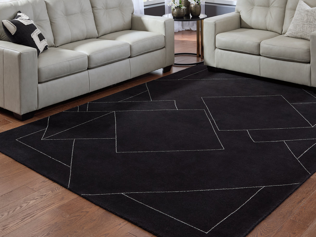 Marav Black/White Large Rug from Ashley Furniture - Luna Furniture