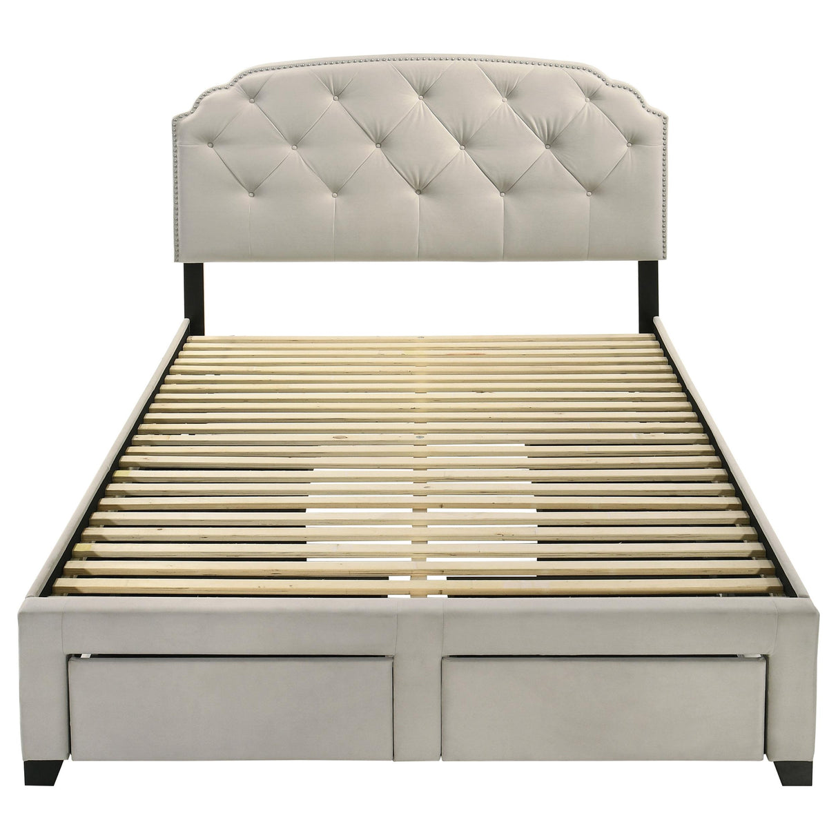 Marianna Cream 4-Drawer Upholstered Queen Storage Bed from Coaster - Luna Furniture