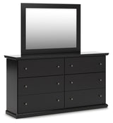 Maribel Full Panel Bed with Mirrored Dresser and Chest in Black from Ashley - Luna Furniture