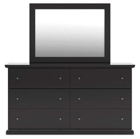 Maribel Full Panel Bed with Mirrored Dresser, Chest and 2 Nightstands in Black from Ashley - Luna Furniture