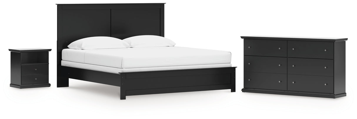Maribel King Panel Bed with Dresser and Nightstand in Black from Ashley - Luna Furniture