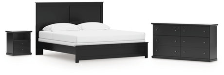 Maribel King Panel Bed with Dresser and Nightstand in Black from Ashley - Luna Furniture
