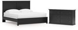 Maribel King Panel Bed with Dresser in Black from Ashley - Luna Furniture