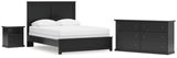 Maribel Queen Panel Bed with Dresser and Nightstand in Black from Ashley - Luna Furniture