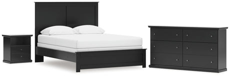 Maribel Queen Panel Bed with Dresser and Nightstand in Black from Ashley - Luna Furniture