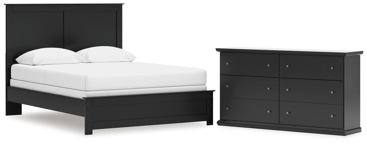 Maribel Queen Panel Bed with Dresser in Black from Ashley - Luna Furniture