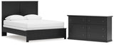 Maribel Queen Panel Bed with Dresser in Black from Ashley - Luna Furniture
