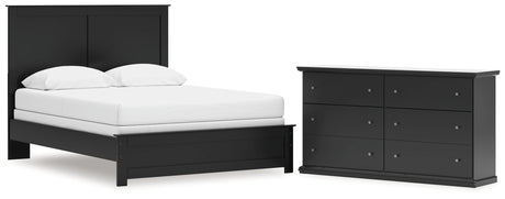 Maribel Queen Panel Bed with Dresser in Black from Ashley - Luna Furniture